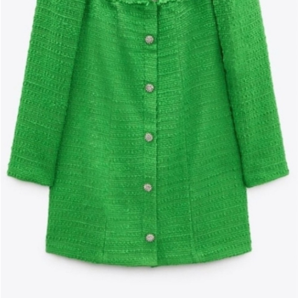 Zara Vibrant Green Textured Mini Dress